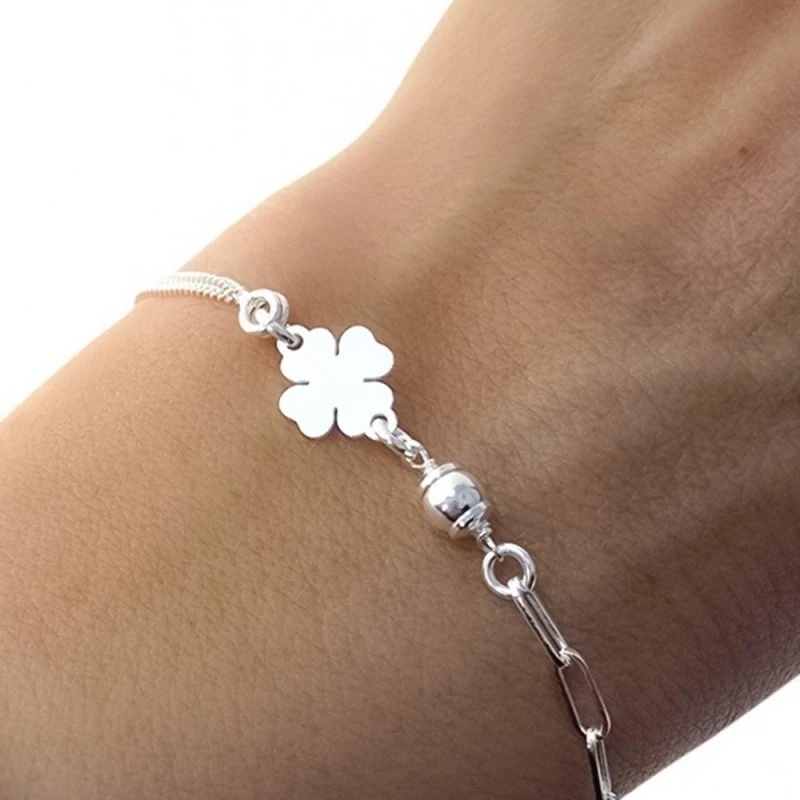 Pulsera Plata Ley 925m cadena 17 cm. forzada 2.5 mm. combinada doble