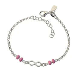 Pulsera Plata Ley 925m niña 14 mm. cadena rolo símbolo infinito 10 mm