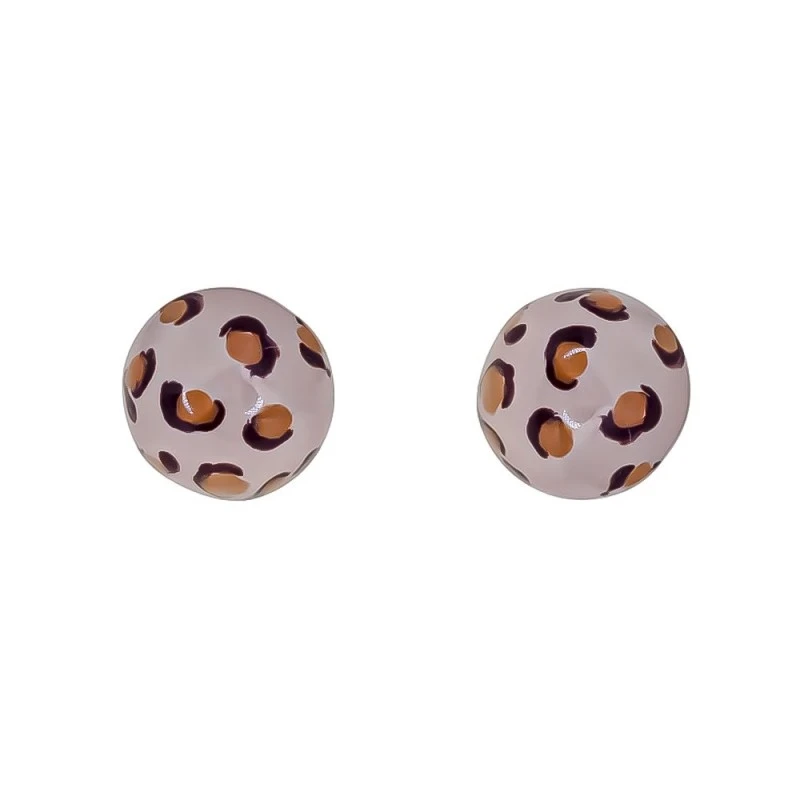Pendientes Plata Ley 925m mujer 12 mm. bola animal print