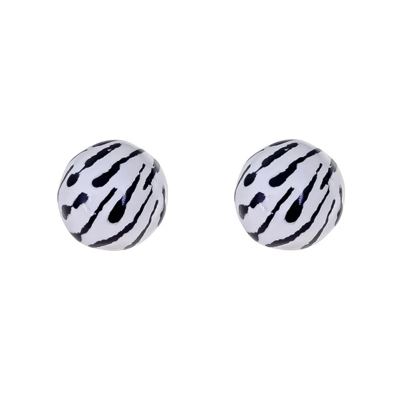 Pendientes Plata Ley 925m mujer 12 mm. bola detalle estampado zebra
