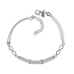 Pulsera Plata Ley 925m doble cadena 17 cm. combinada detalle símbolo