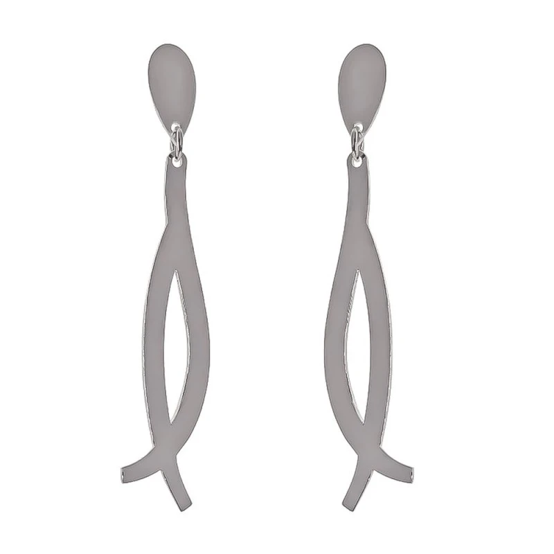 Pendientes Largos Plata Ley 925m mujer 45 mm. lisos forma