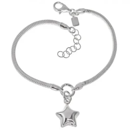 Pulsera Plata Ley 925m cadena topo 17 cm. ancho 2 mm. estrella colgan