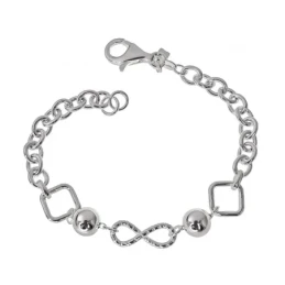 Pulsera Plata Ley 925m cadena 19 cm. eslabones 6 mm. infinito 17 mm.