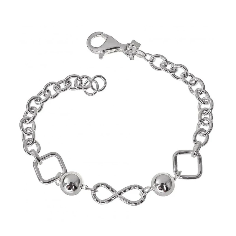 Pulsera Plata Ley 925m cadena 19 cm. eslabones 6 mm. infinito 17 mm.