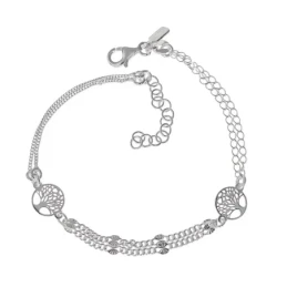 Pulsera Plata Ley 925m cadena doble 17 cm. combinada forzada barbada
