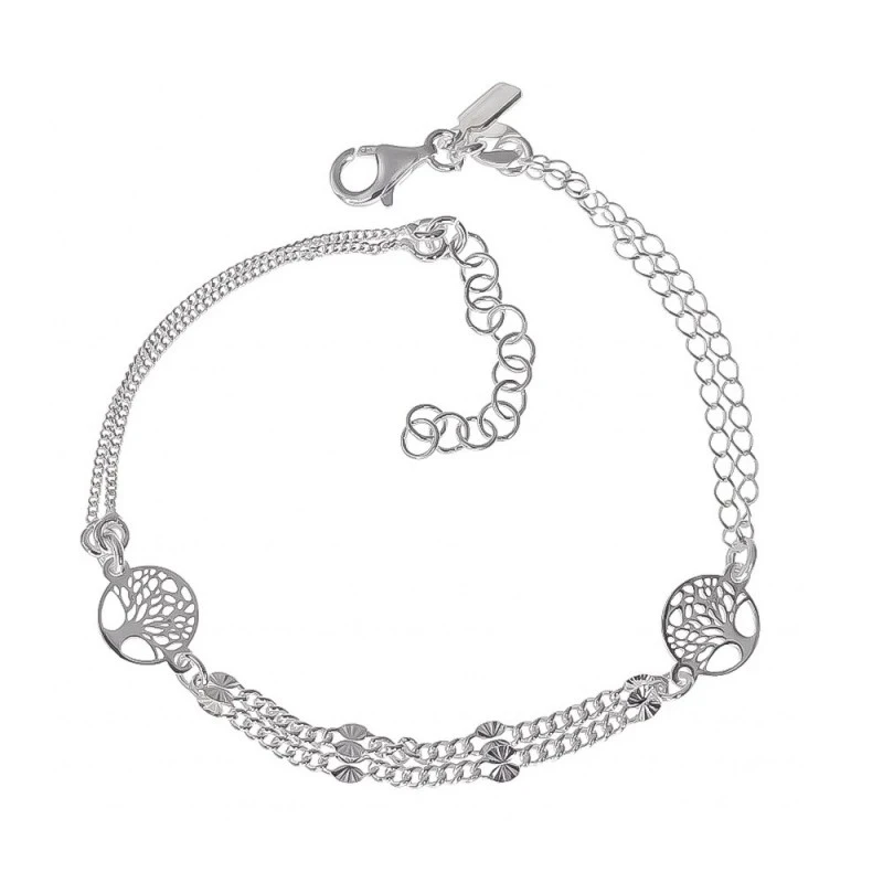 Pulsera Plata Ley 925m cadena doble 17 cm. combinada forzada barbada