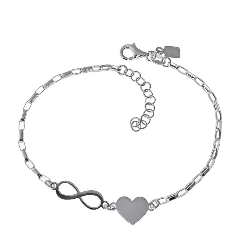 Pulsera Plata Ley 925m cadena forzada alargada 17 cm. eslabón 2 mm. c