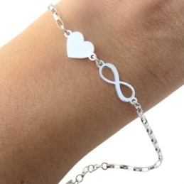 Pulsera Plata Ley 925m cadena forzada alargada 17 cm. eslabón 2 mm. c