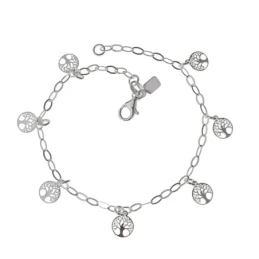 Pulsera Plata Ley 925m cadena forzada 19 cm. eslabón 2.5 mm. Árboles