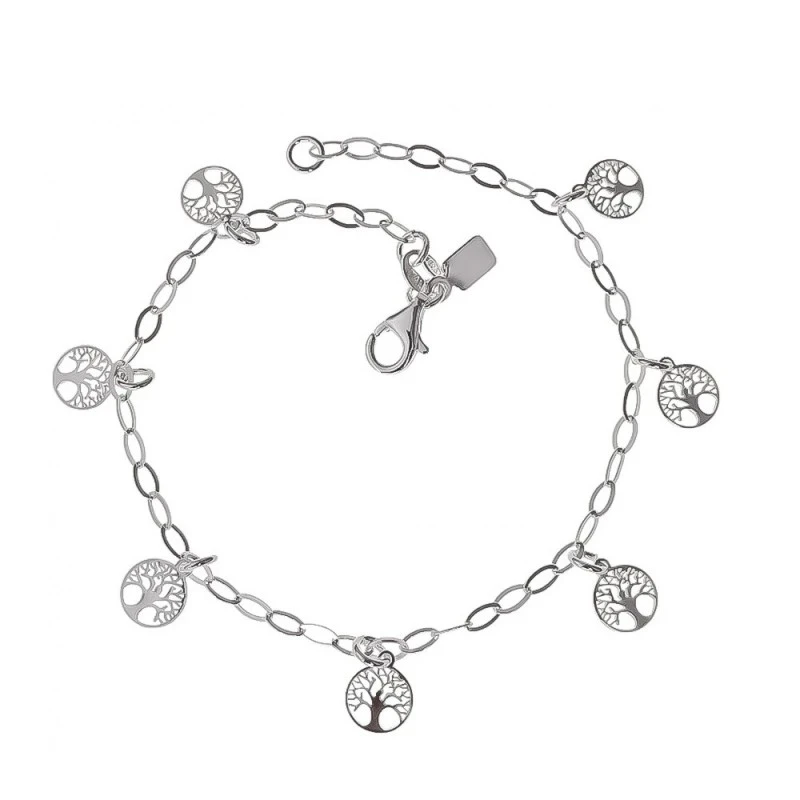 Pulsera Plata Ley 925m cadena forzada 19 cm. eslabón 2.5 mm. Árboles
