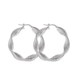 Aros Pendientes Plata Ley 925m reliados 30 mm.