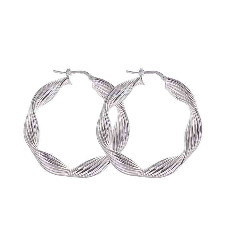 Aros Pendientes Plata Ley 925m reliados 30 mm.