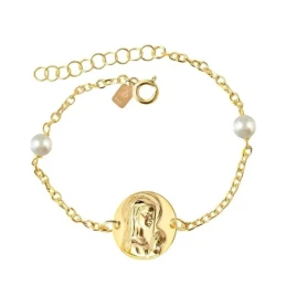 Virgen Niña Pulsera Plata Ley 925m chapada oro 14.5 cm. Primera Comun