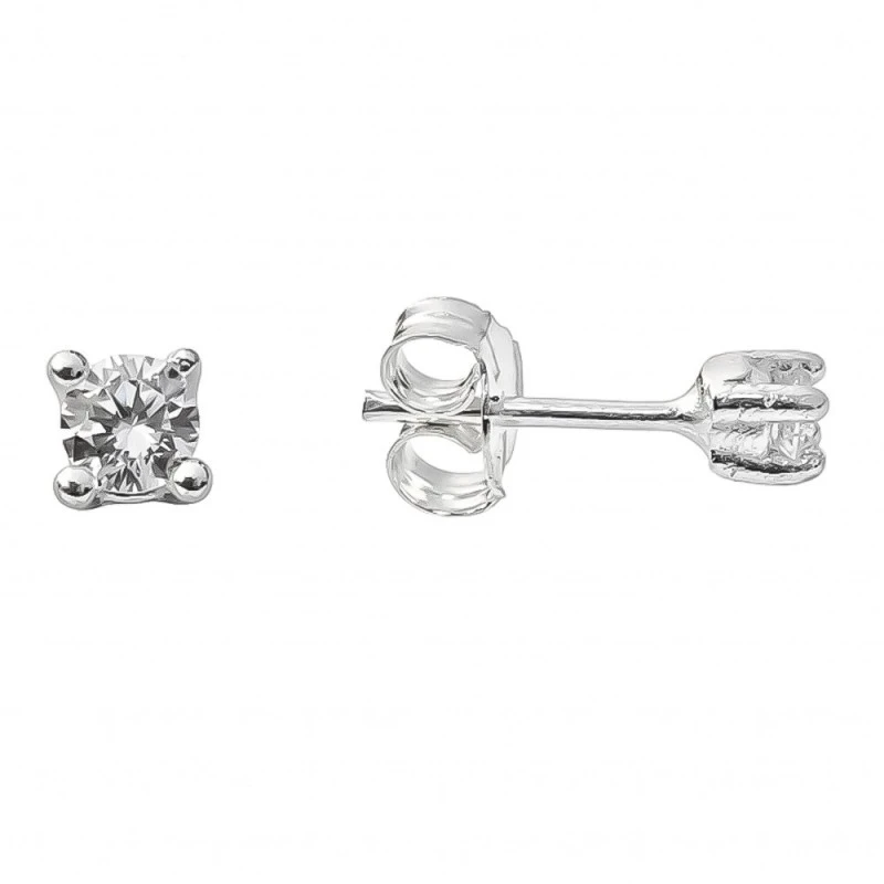 Pendientes Plata Ley 925m niña circonita 2.5 mm.