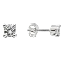 Pendientes Plata Ley 925m niña circonita 4 mm.