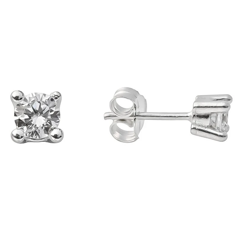 Pendientes Plata Ley 925m niña circonita 4 mm.