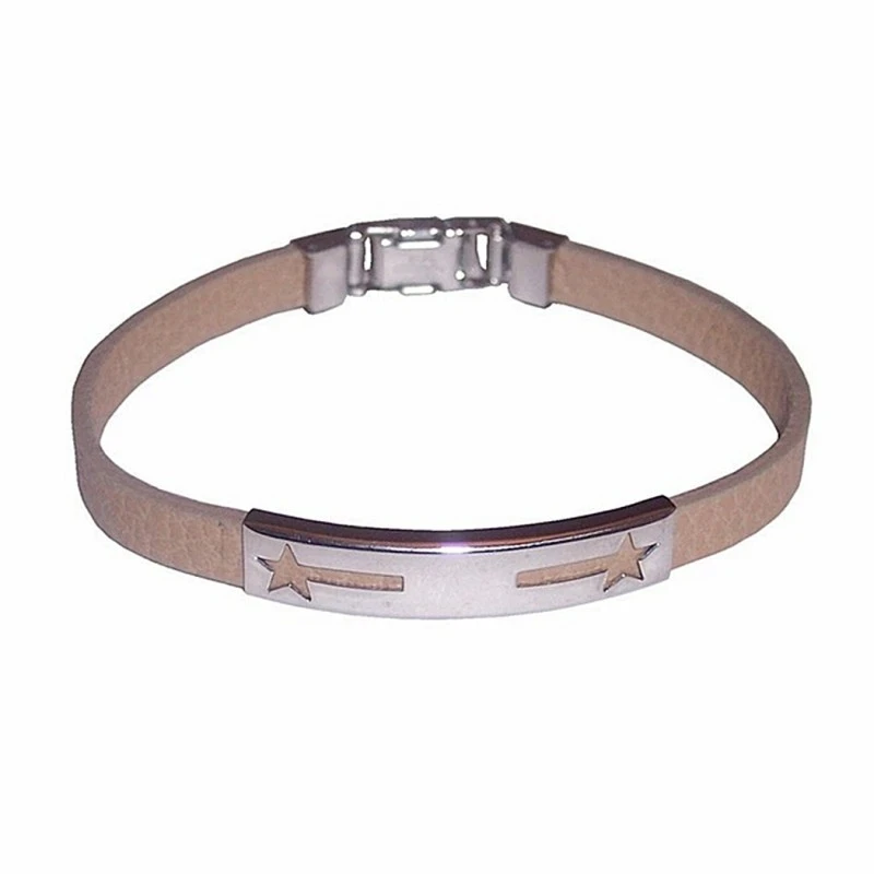 Pulsera acero piel