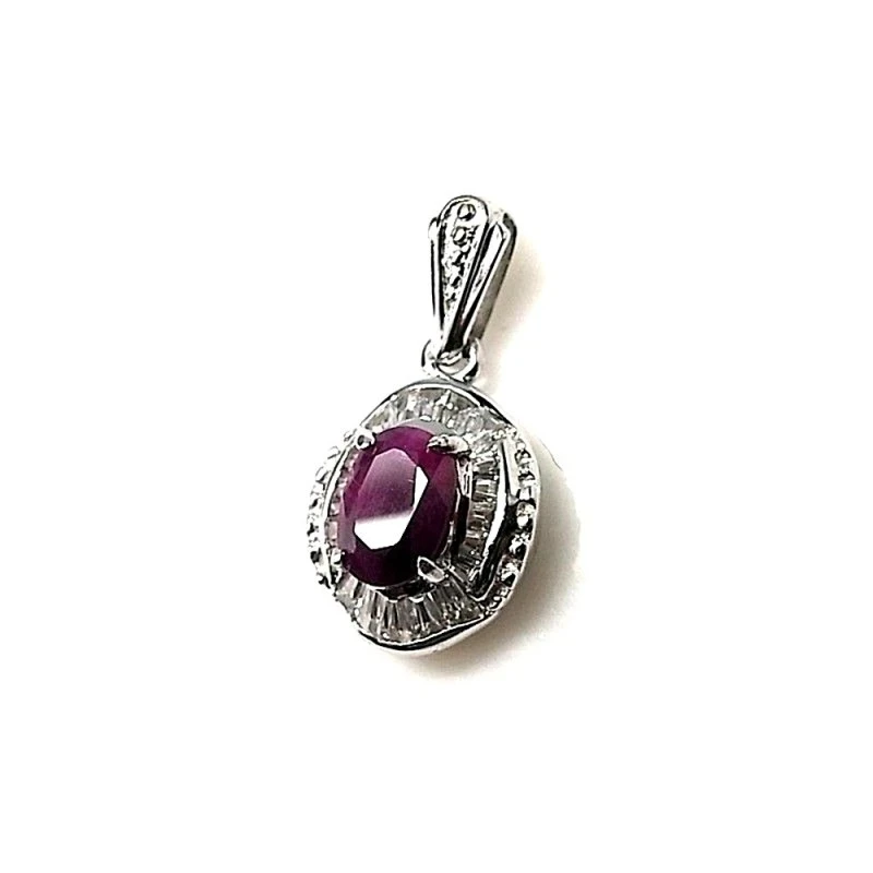 Colgante plata ley 925m 15mm. piedra color rubí [AA7956]