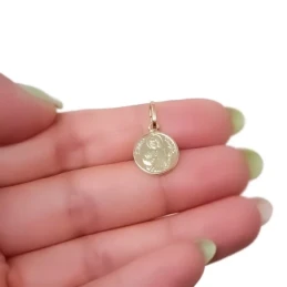 San Judas Tadeo Medalla Plata Ley 925m chapada oro 12 mm. detalle tra
