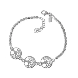 Árbol de la Vida Pulsera Plata 925m cadena 17 cm. cuadrados 3 mm. árb