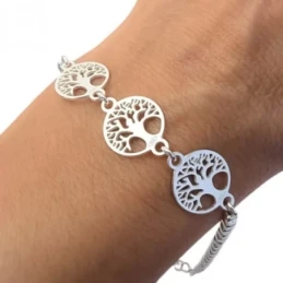 Árbol de la Vida Pulsera Plata 925m cadena 17 cm. cuadrados 3 mm. árb