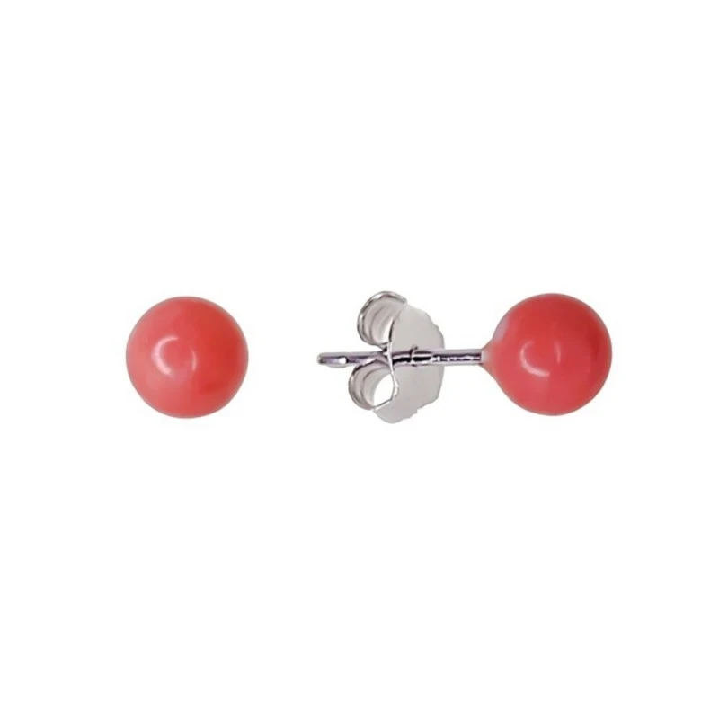 Pendientes Plata Ley 925m mujer perla 6 mm. color coral