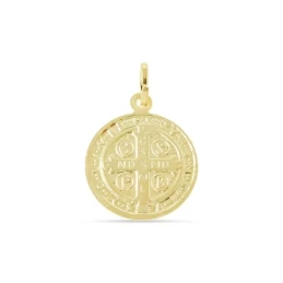 San Benito Medalla Plata Ley 925m maciza 15 mm. chapado oro escapular
