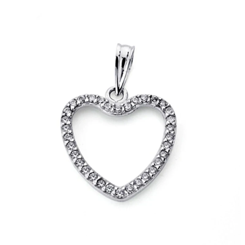 Colgante oro blanco 18k circonita corazón 18mm. [7477]