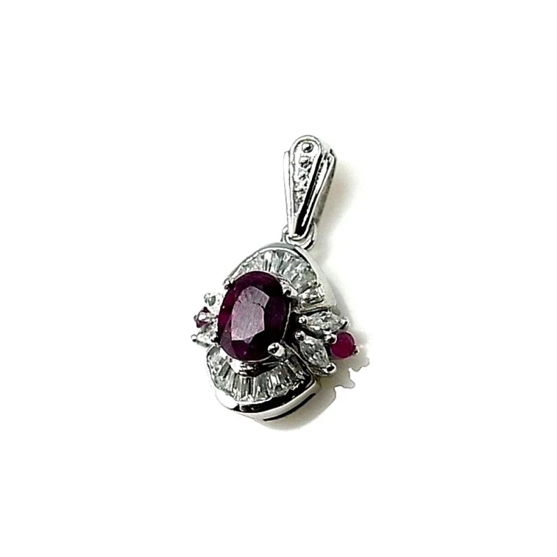 Colgante plata ley 925m 15mm. piedra color rubí [AA7957]