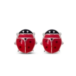 Pendientes plata ley 925m mariquita esmaltada [AB0594]