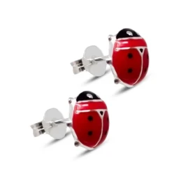 Pendientes plata ley 925m mariquita esmaltada [AB0594]