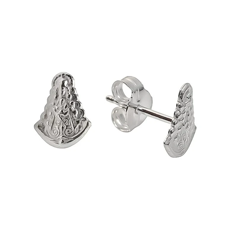 Pendientes plata Ley 925m Virgen del Rocío 8mm. cierre presión