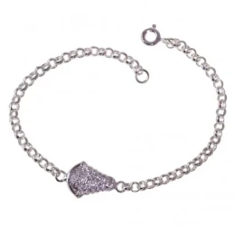 Virgen del Rocío Pulsera Plata Ley 925m cadena rolo 18 cm.