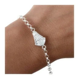 Virgen del Rocío Pulsera Plata Ley 925m cadena rolo 18 cm.