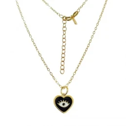 Corazón Ojo Turco 12 mm. Gargantilla Plata Ley 925m chapada oro caden