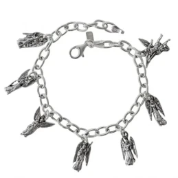 Siete Arcángeles Pulsera Plata Ley 925m mujer 19 cm. eslabones 5 mm.