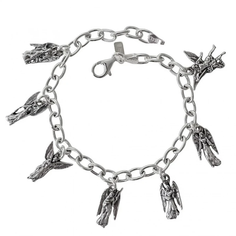 Siete Arcángeles Pulsera Plata Ley 925m mujer 19 cm. eslabones 5 mm.