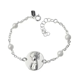 Virgen Niña Pulsera Plata Ley 925m Primera Comunión 15 cm. medalla 15