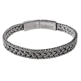 Pulsera Plata Ley 925m hombre 19 cm. semirrígida trenzada oxidada 8.5