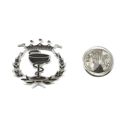 Insignia Profesional Farmacia Plata Ley 925m detalles láser 19 mm. pi