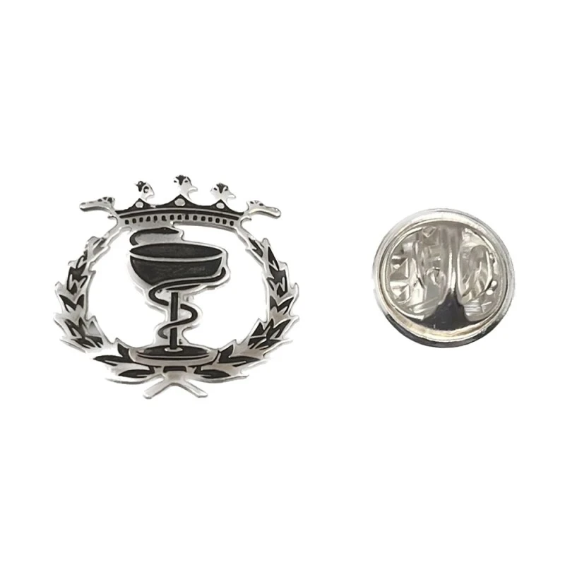 Insignia Profesional Farmacia Plata Ley 925m detalles láser 19 mm. pi