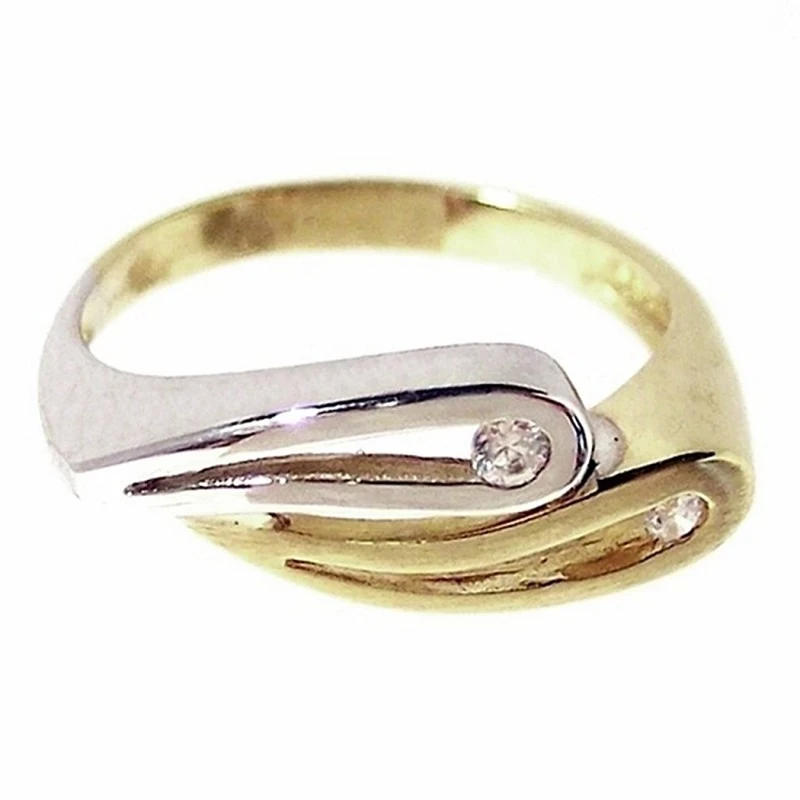 Sortija oro 18K bicolor 2 circonitas Peso: 3,9gr. [156]