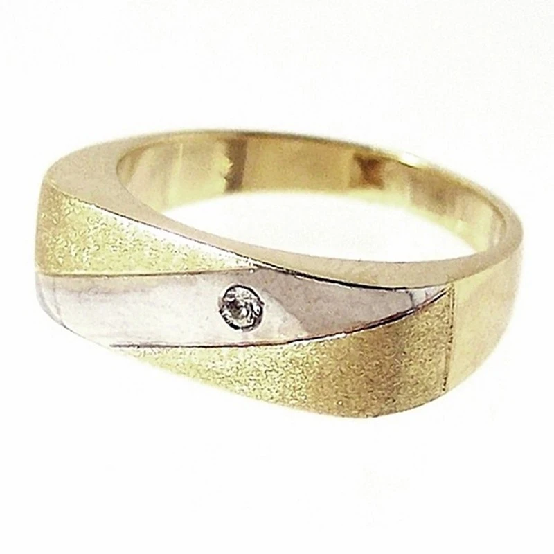 Sortija oro 18K circonita bicolor Peso: 5,0gr. [160]