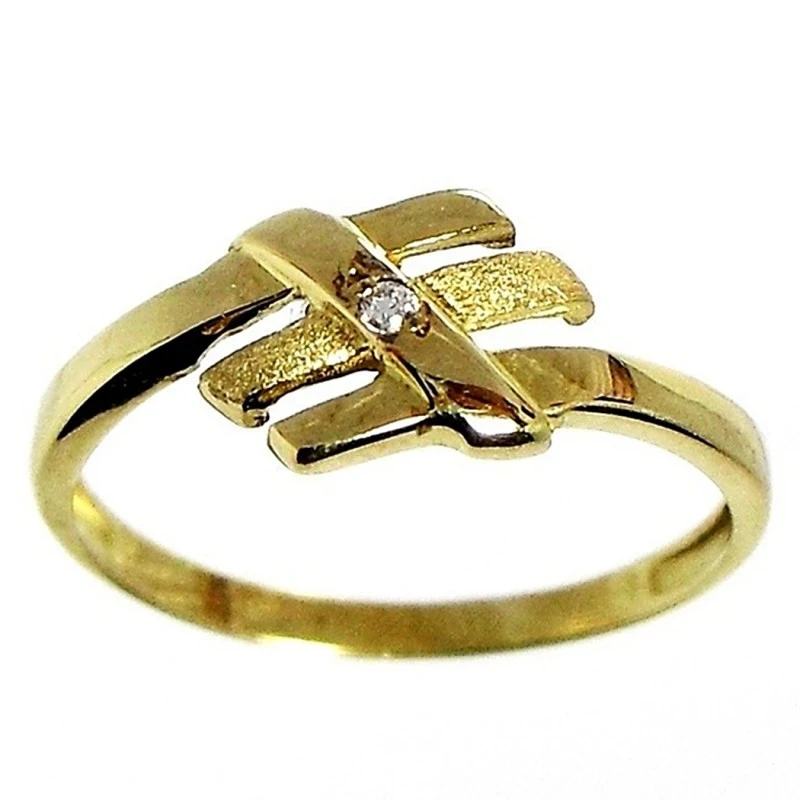Sortija oro 18K con circonita. Peso para la talla 12: 1,6gr.. [485S]