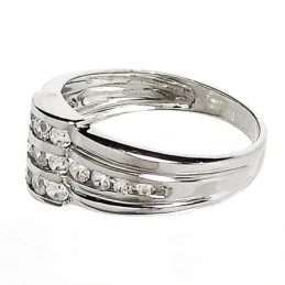 Sortija oro 18k blanco 18k circonita carril [504S]