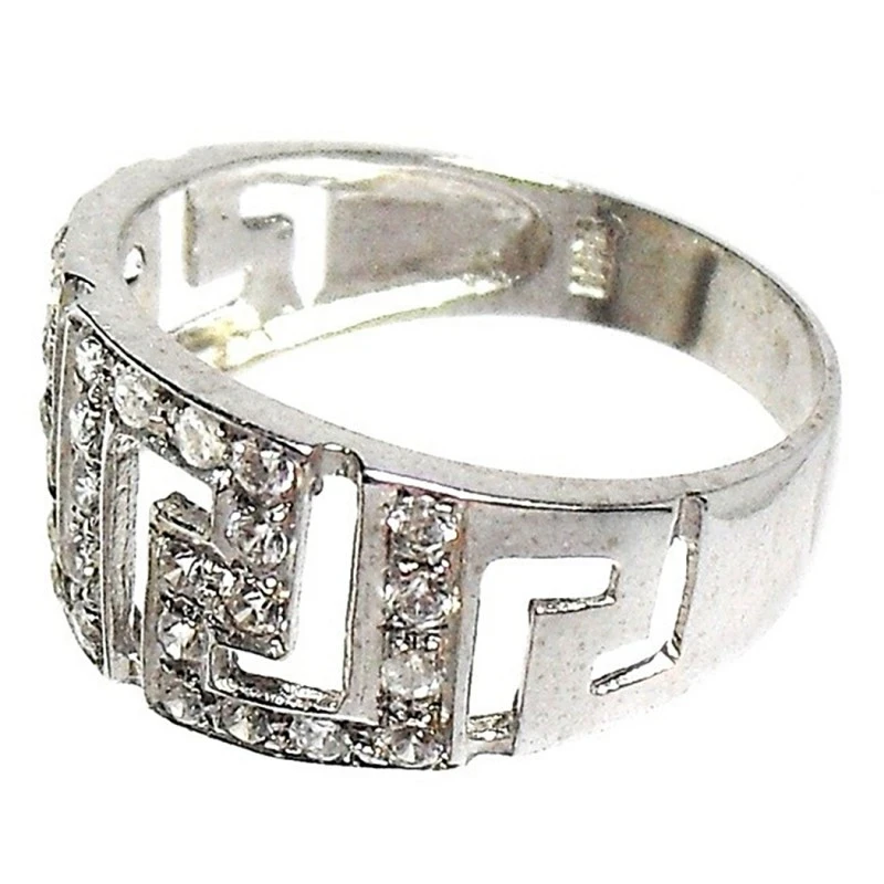 Sortija oro 18k blanco 18k circonita microengaste [584S]