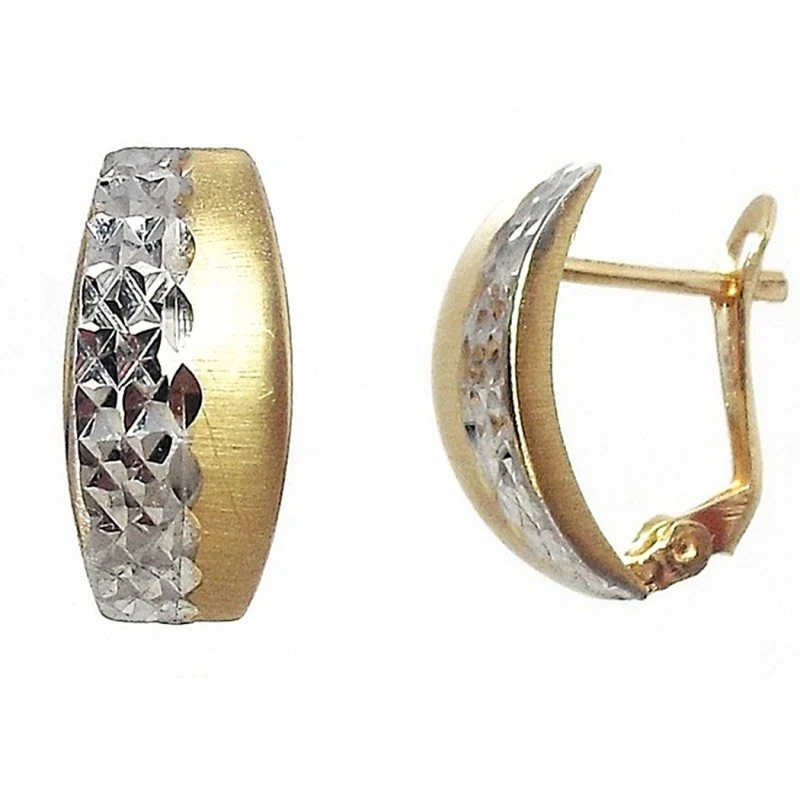 Pendiente oro 18k bicolor tallado palillo catalán [4928]