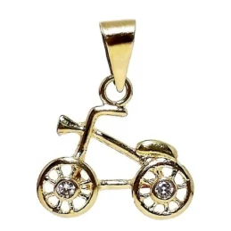 Colgante oro 18k bicicleta dos circonitas [4967]