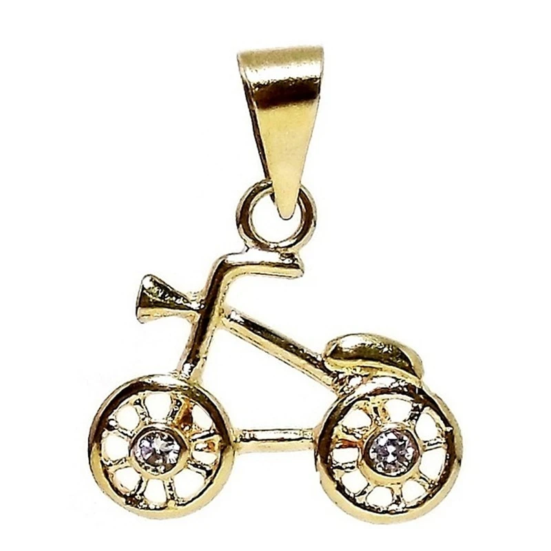 Colgante oro 18k bicicleta dos circonitas [4967]